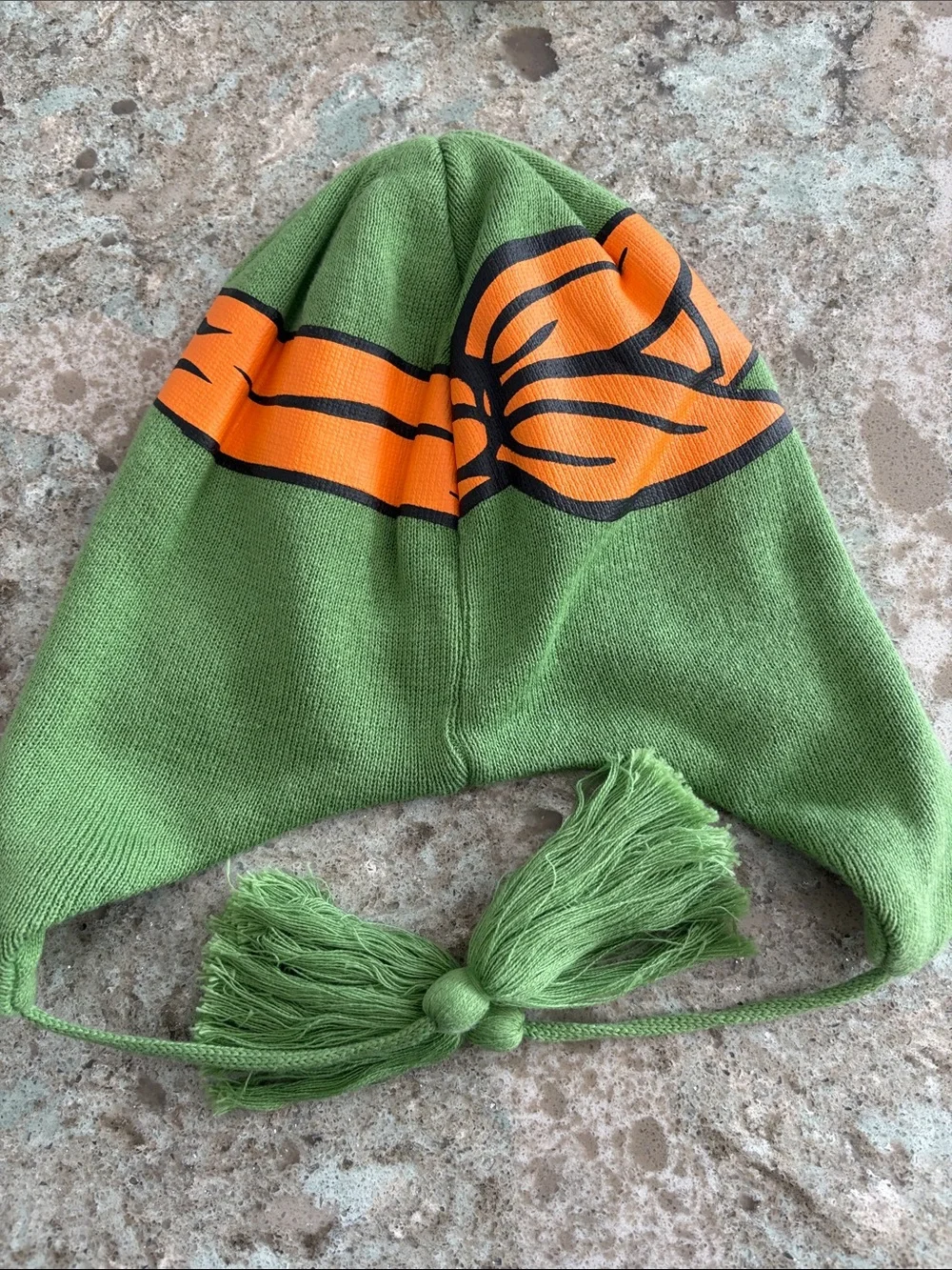 Orange Ninja Turtle Earflap Beanie with Orange Mask